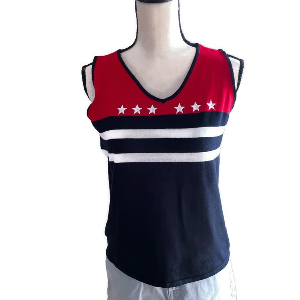 White Stag Red, White and Blue with White Stars Knit Top | Size Large (10-12)